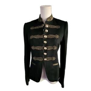 The Extreme Collection British Chic Black Jeweled Military Jacket Blazer Size 40